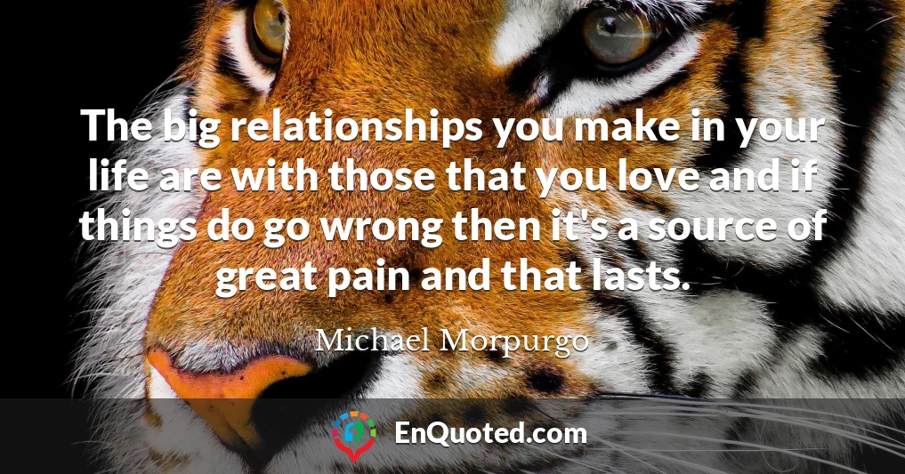 The big relationships you make in your life are with those that you love and if things do go wrong then it's a source of great pain and that lasts.