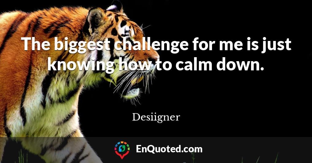 The biggest challenge for me is just knowing how to calm down.