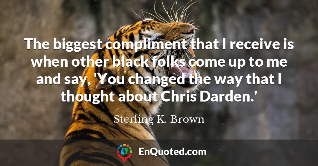 The biggest compliment that I receive is when other black folks come up to me and say, 'You changed the way that I thought about Chris Darden.'
