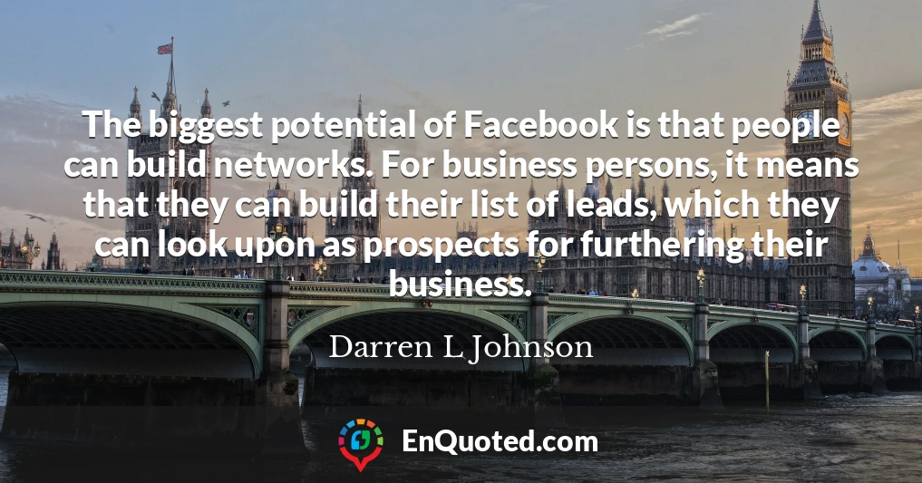 The biggest potential of Facebook is that people can build networks. For business persons, it means that they can build their list of leads, which they can look upon as prospects for furthering their business.