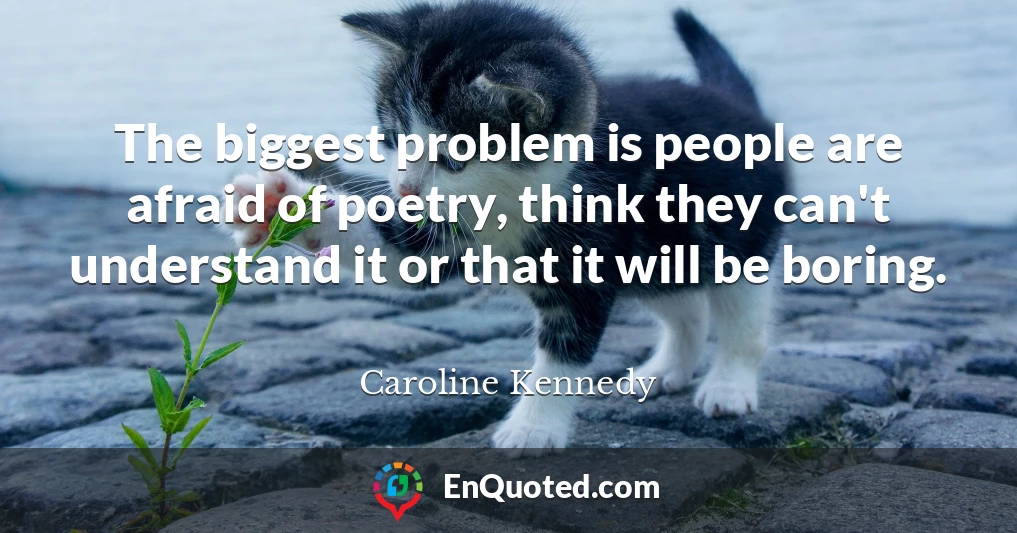 The biggest problem is people are afraid of poetry, think they can't understand it or that it will be boring.