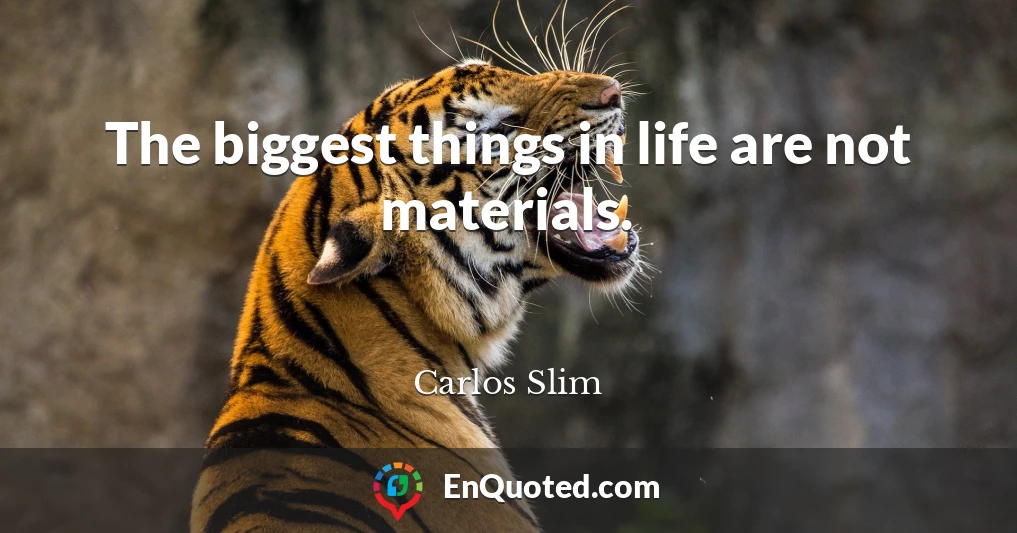 The biggest things in life are not materials.