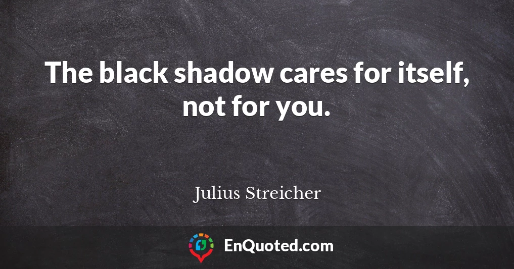 The black shadow cares for itself, not for you.