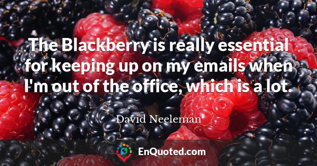 The Blackberry is really essential for keeping up on my emails when I'm out of the office, which is a lot.