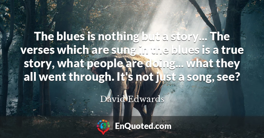 The blues is nothing but a story... The verses which are sung in the blues is a true story, what people are doing... what they all went through. It's not just a song, see?