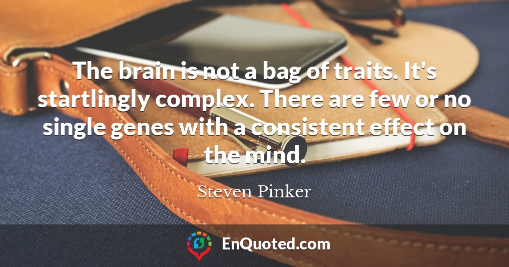The brain is not a bag of traits. It's startlingly complex. There are few or no single genes with a consistent effect on the mind.