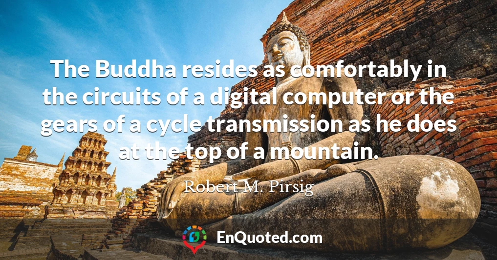 The Buddha resides as comfortably in the circuits of a digital computer or the gears of a cycle transmission as he does at the top of a mountain.