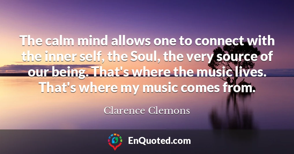 The calm mind allows one to connect with the inner self, the Soul, the very source of our being. That's where the music lives. That's where my music comes from.