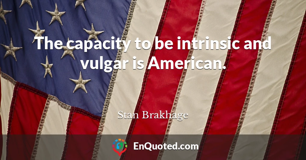The capacity to be intrinsic and vulgar is American.
