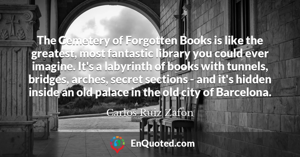 The Cemetery of Forgotten Books is like the greatest, most fantastic library you could ever imagine. It's a labyrinth of books with tunnels, bridges, arches, secret sections - and it's hidden inside an old palace in the old city of Barcelona.