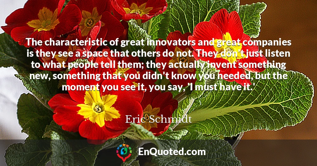 The characteristic of great innovators and great companies is they see a space that others do not. They don't just listen to what people tell them; they actually invent something new, something that you didn't know you needed, but the moment you see it, you say, 'I must have it.'