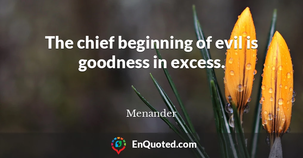 The chief beginning of evil is goodness in excess.