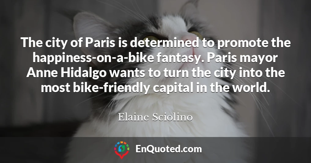 The city of Paris is determined to promote the happiness-on-a-bike fantasy. Paris mayor Anne Hidalgo wants to turn the city into the most bike-friendly capital in the world.