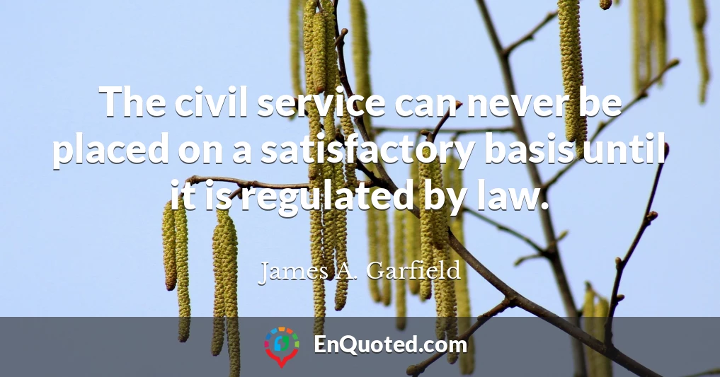 The civil service can never be placed on a satisfactory basis until it is regulated by law.