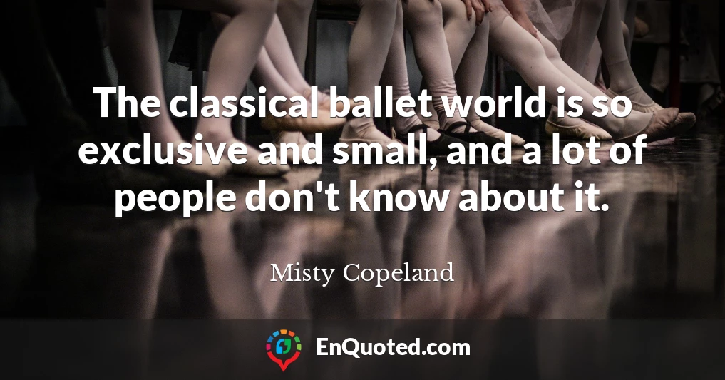 The classical ballet world is so exclusive and small, and a lot of people don't know about it.