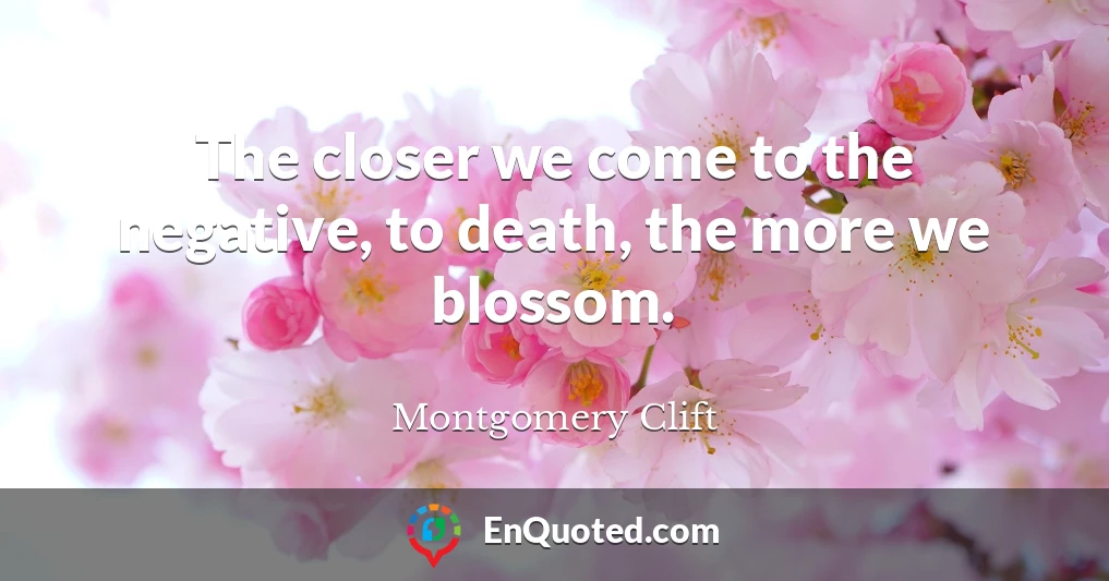The closer we come to the negative, to death, the more we blossom.
