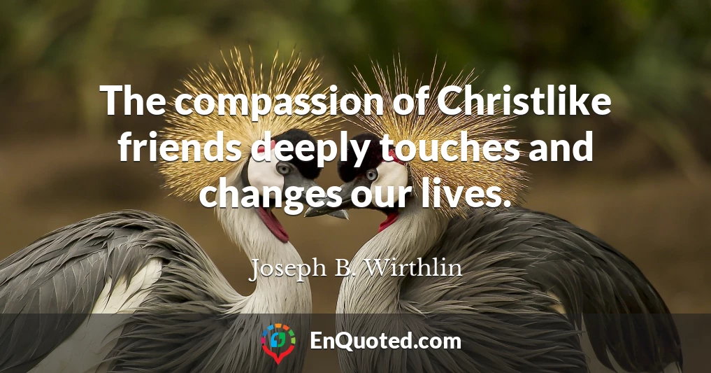 The compassion of Christlike friends deeply touches and changes our lives.