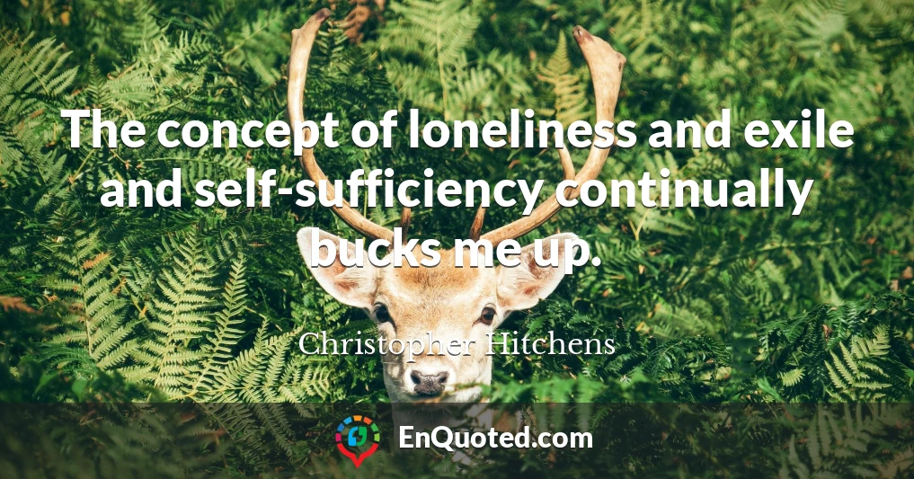 The concept of loneliness and exile and self-sufficiency continually bucks me up.
