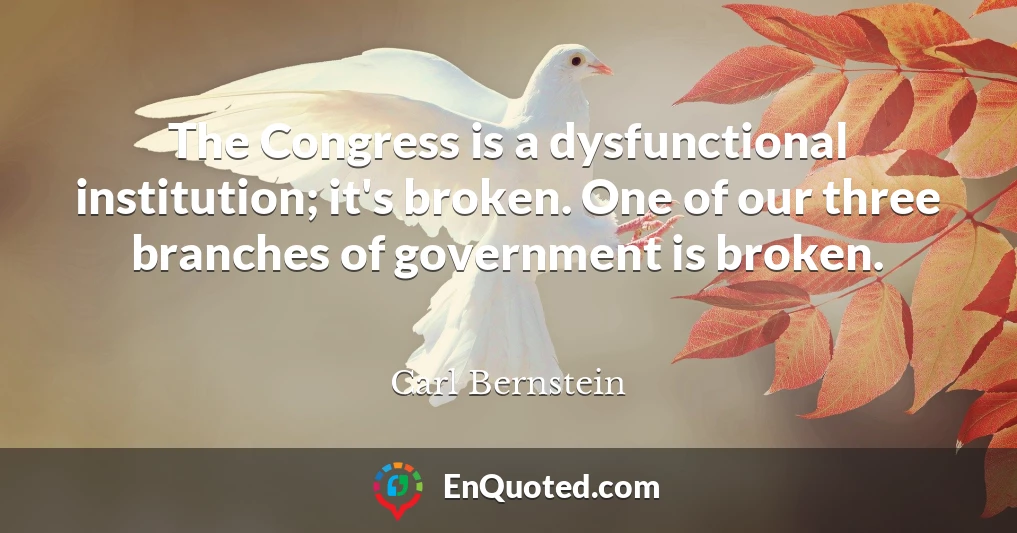 The Congress is a dysfunctional institution; it's broken. One of our three branches of government is broken.