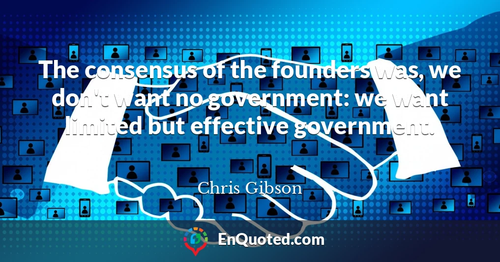 The consensus of the founders was, we don't want no government: we want limited but effective government.