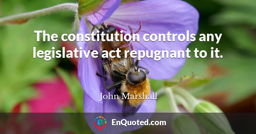 The constitution controls any legislative act repugnant to it.