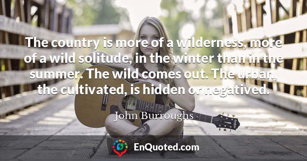 The country is more of a wilderness, more of a wild solitude, in the winter than in the summer. The wild comes out. The urban, the cultivated, is hidden or negatived.