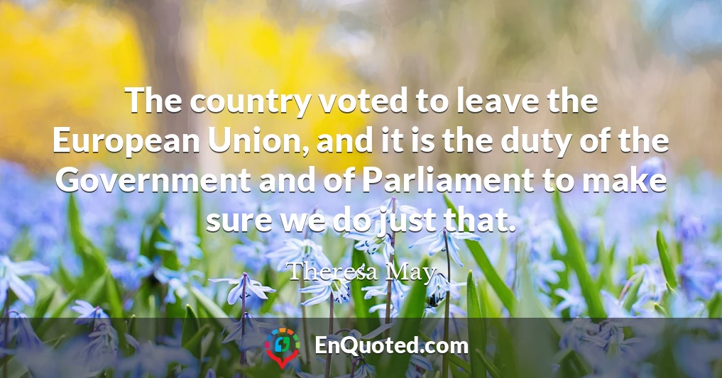 The country voted to leave the European Union, and it is the duty of the Government and of Parliament to make sure we do just that.