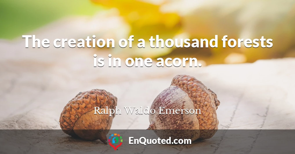 The creation of a thousand forests is in one acorn.