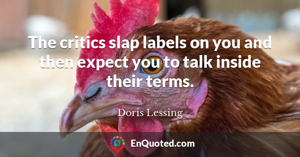 The critics slap labels on you and then expect you to talk inside their terms.