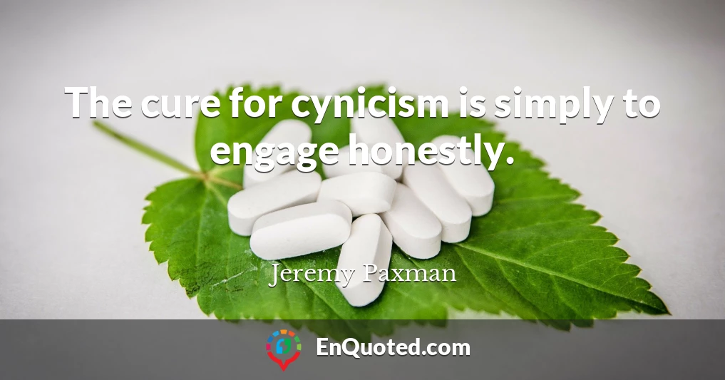 The cure for cynicism is simply to engage honestly.