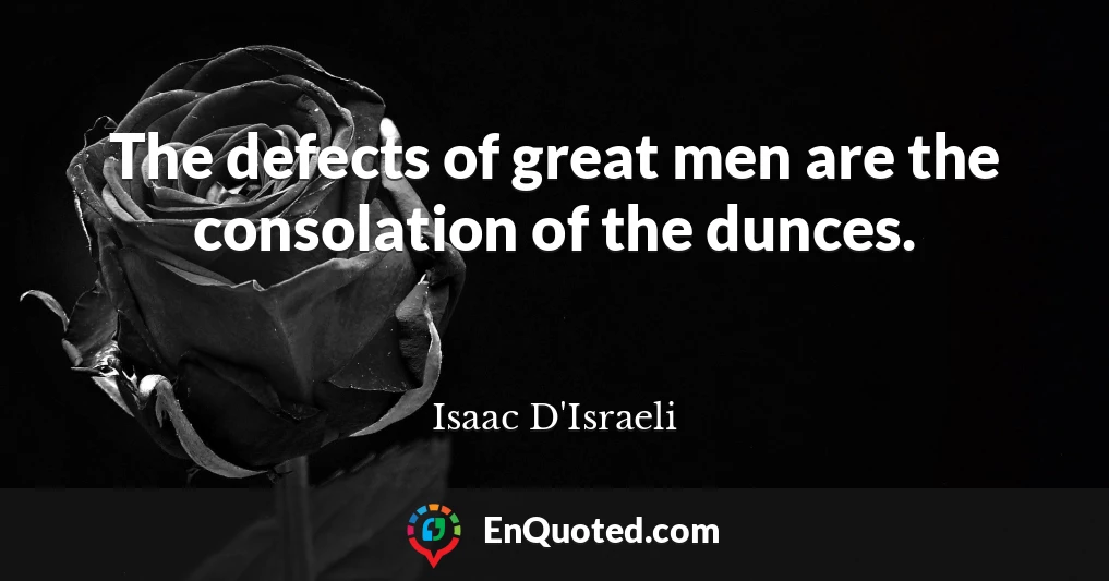 The defects of great men are the consolation of the dunces.