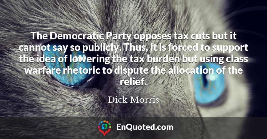 The Democratic Party opposes tax cuts but it cannot say so publicly. Thus, it is forced to support the idea of lowering the tax burden but using class warfare rhetoric to dispute the allocation of the relief.