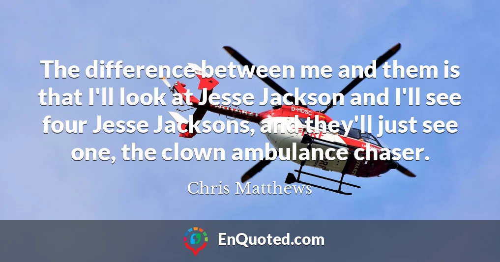 The difference between me and them is that I'll look at Jesse Jackson and I'll see four Jesse Jacksons, and they'll just see one, the clown ambulance chaser.