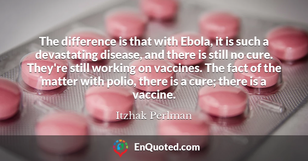 The difference is that with Ebola, it is such a devastating disease, and there is still no cure. They're still working on vaccines. The fact of the matter with polio, there is a cure; there is a vaccine.
