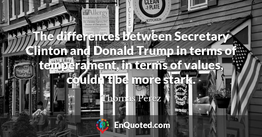 The differences between Secretary Clinton and Donald Trump in terms of temperament, in terms of values, couldn't be more stark.