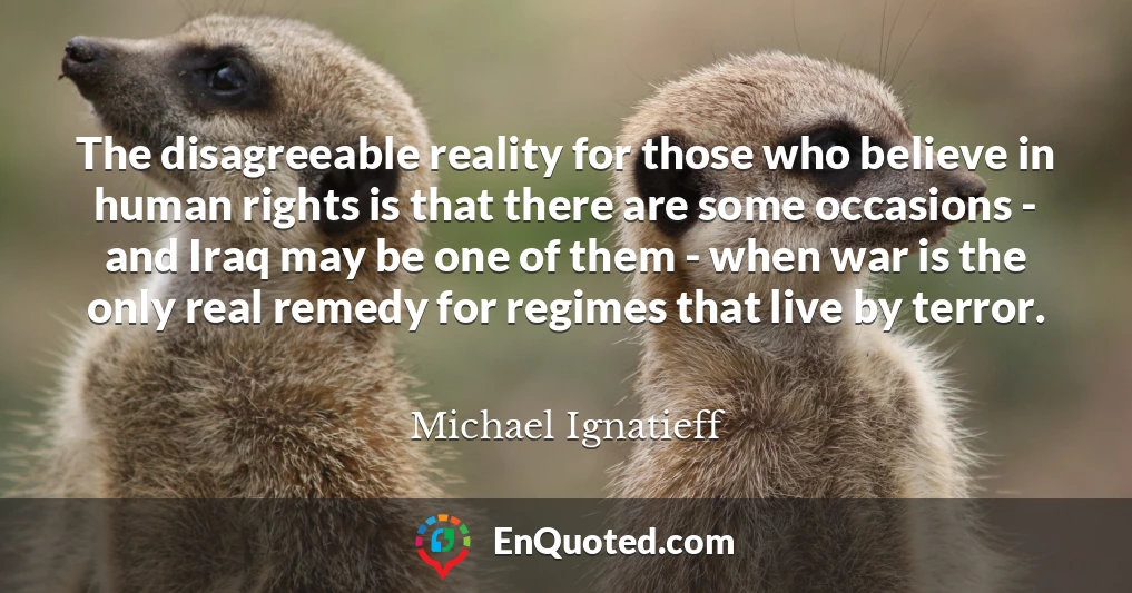 The disagreeable reality for those who believe in human rights is that there are some occasions - and Iraq may be one of them - when war is the only real remedy for regimes that live by terror.