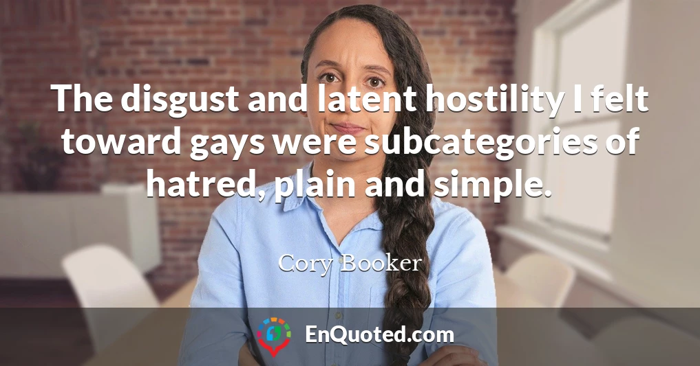 The disgust and latent hostility I felt toward gays were subcategories of hatred, plain and simple.