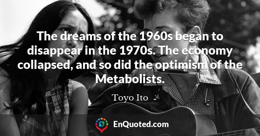 The dreams of the 1960s began to disappear in the 1970s. The economy collapsed, and so did the optimism of the Metabolists.