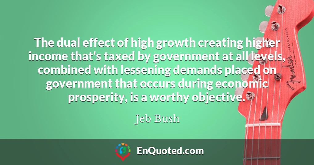 The dual effect of high growth creating higher income that's taxed by government at all levels, combined with lessening demands placed on government that occurs during economic prosperity, is a worthy objective.