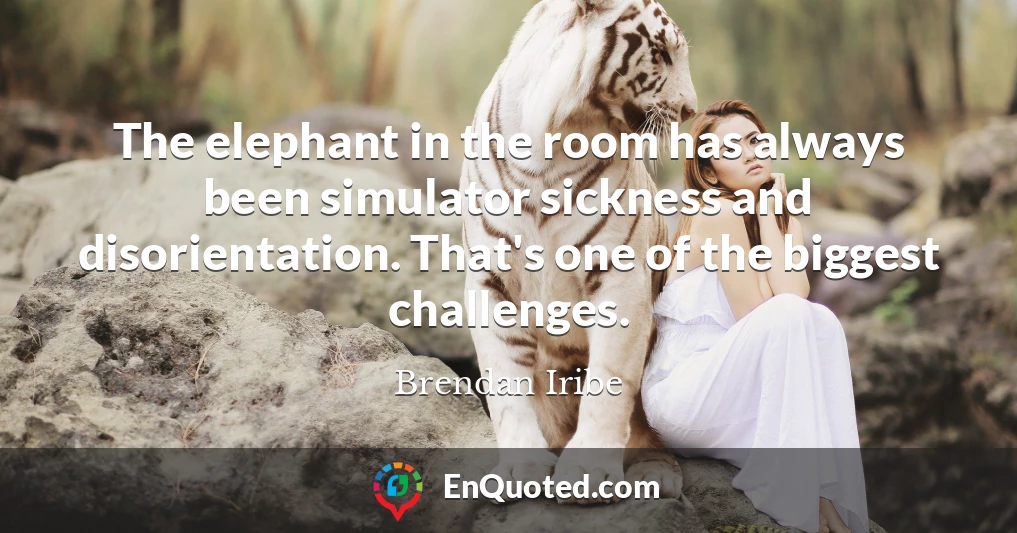The elephant in the room has always been simulator sickness and disorientation. That's one of the biggest challenges.