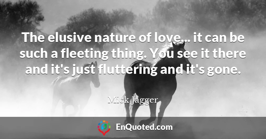 The elusive nature of love... it can be such a fleeting thing. You see it there and it's just fluttering and it's gone.