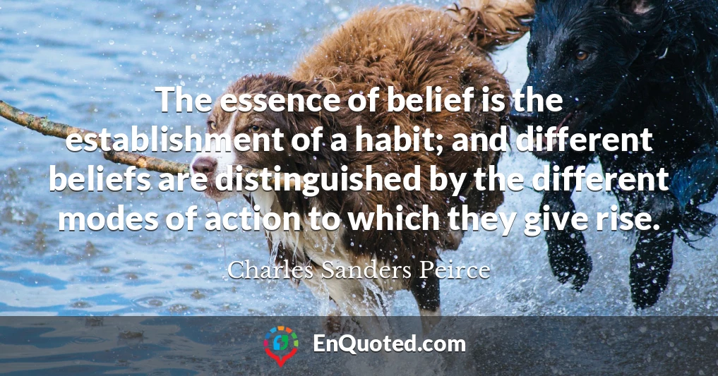The essence of belief is the establishment of a habit; and different beliefs are distinguished by the different modes of action to which they give rise.