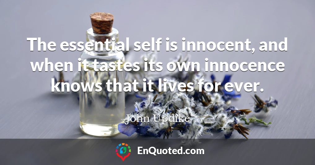The essential self is innocent, and when it tastes its own innocence knows that it lives for ever.