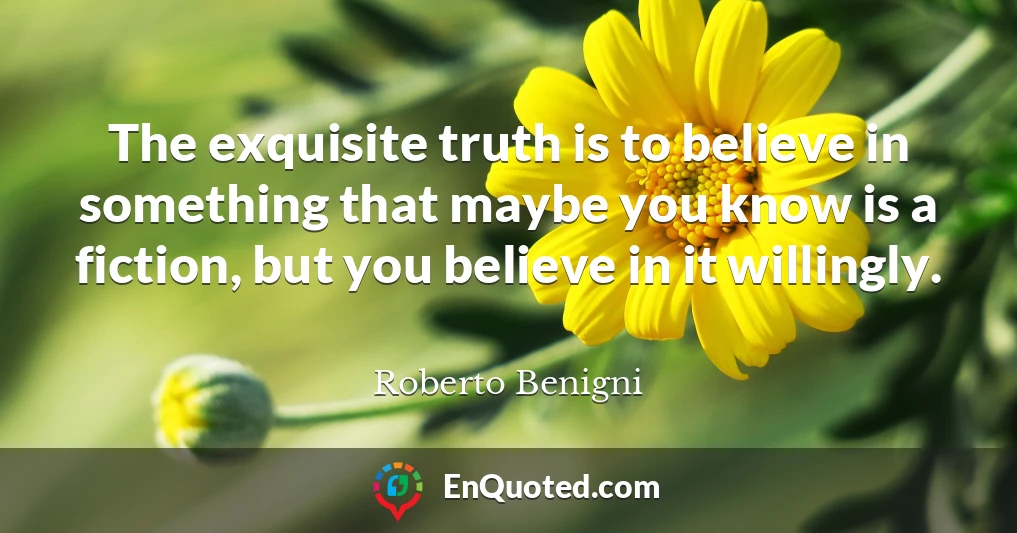 The exquisite truth is to believe in something that maybe you know is a fiction, but you believe in it willingly.