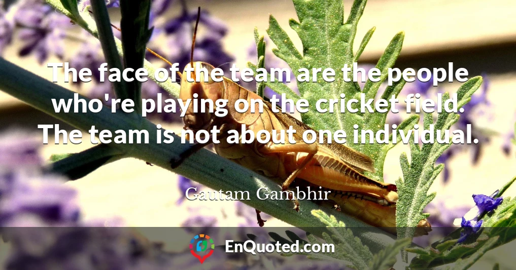 The face of the team are the people who're playing on the cricket field. The team is not about one individual.