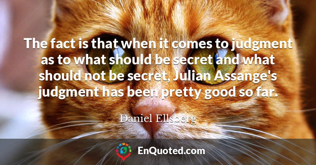 The fact is that when it comes to judgment as to what should be secret and what should not be secret, Julian Assange's judgment has been pretty good so far.