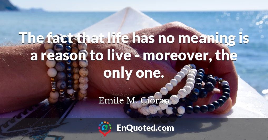 The fact that life has no meaning is a reason to live - moreover, the only one.