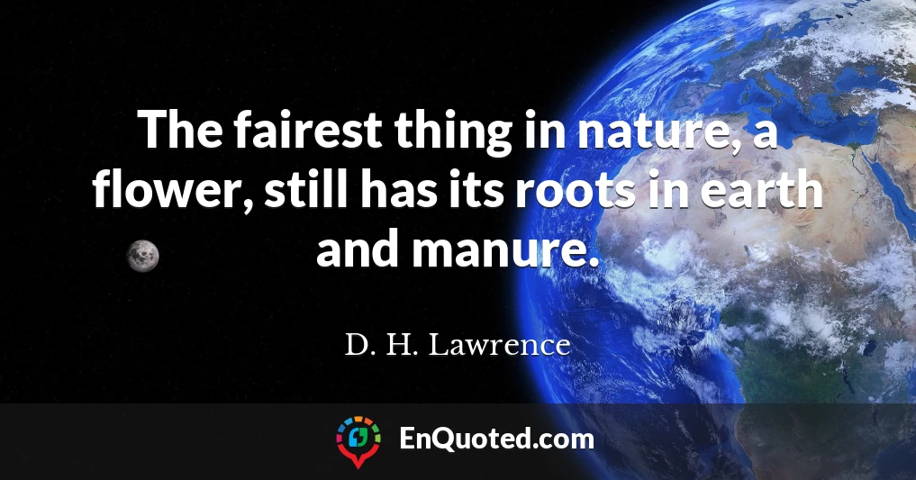 The fairest thing in nature, a flower, still has its roots in earth and manure.