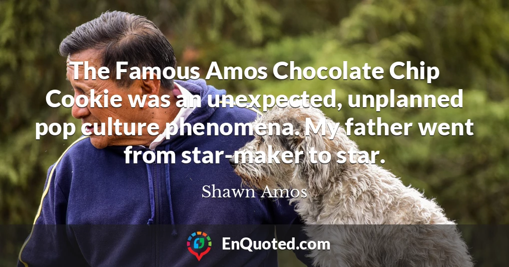 The Famous Amos Chocolate Chip Cookie was an unexpected, unplanned pop culture phenomena. My father went from star-maker to star.