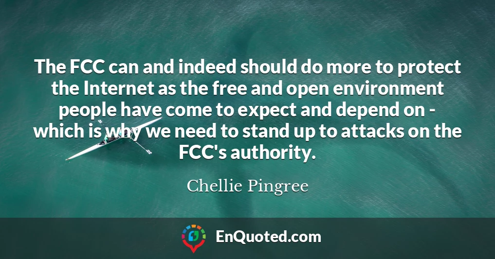The FCC can and indeed should do more to protect the Internet as the free and open environment people have come to expect and depend on - which is why we need to stand up to attacks on the FCC's authority.